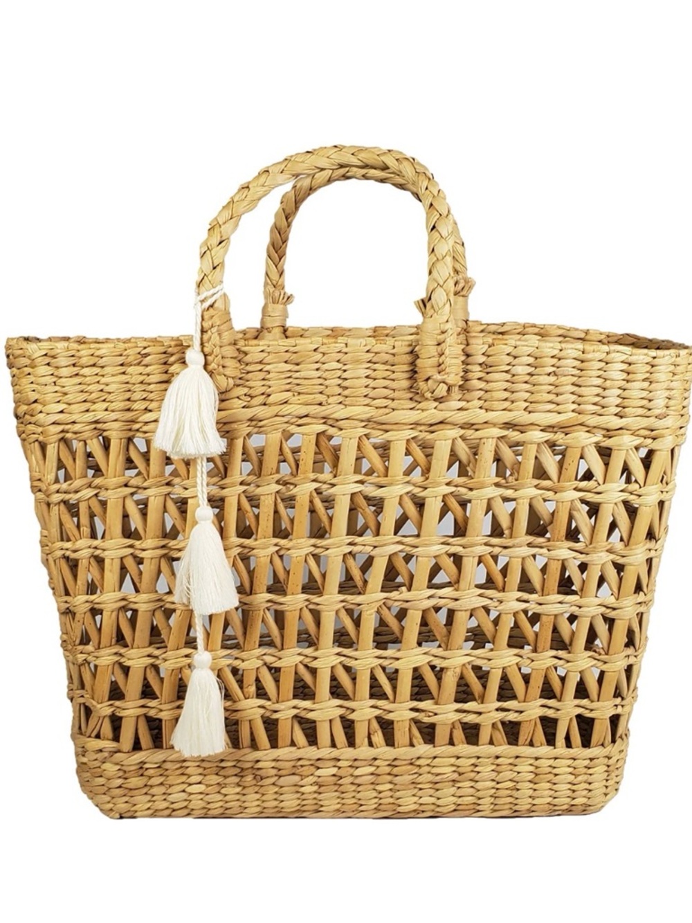 Hat Attack Freedom Woven Tote – NWOT Straw Beach Bag with Tassels